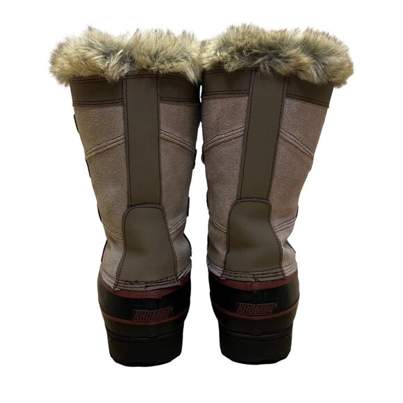 Khombu Women’s Brown & Black Faux Fur Lace-Up Waterproof Snow Boots Size 8M - Picture 5 of 11